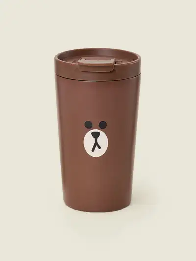 LINE FRIENDS Brown Flip Cap Tumbler (420ml)
