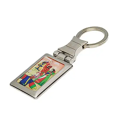 Mother-of-Pearl Square Keyring - Talchum Mask Dance