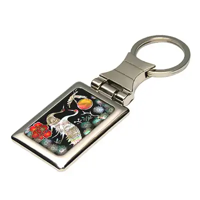Mother-of-Pearl Square Keyring Royal Crane 4