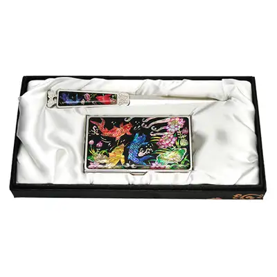 天然贝壳名片夹 织卡 2种 锦鲤