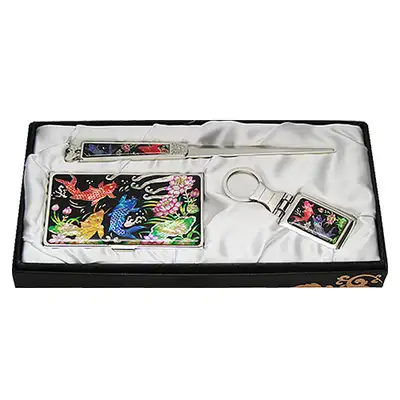 Mother-of-Pearl Business Card Case Jigal 3-Piece Set Carp