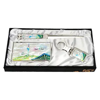 Natural Mother-of-Pearl Business Card Case Knife 3-Piece Set Namsan