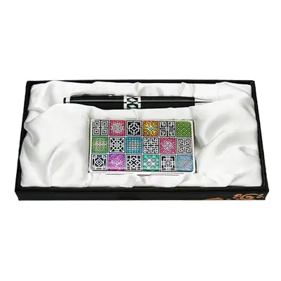 Mother-of-Pearl Ballpoint Pen and Business Card 2-Piece Set by Mun Su-bok