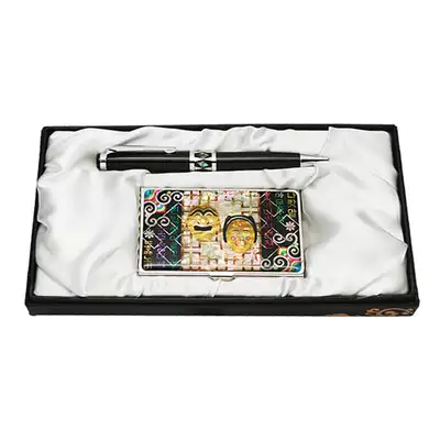 Mother-of-Pearl Ballpoint Pen & Business Card 2-Piece Set - Hahoe Mask