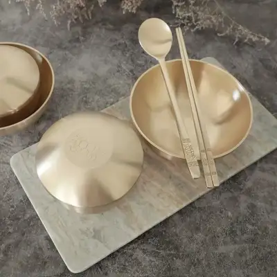 Myeongseong Yugi Bangjja Turtle Single-Serving Mandarin Duck Set (Bowl with Lid + Spoon Gift) Brass Dinnerware