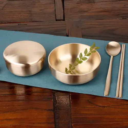 [Myeongseong Yugi] Bangjja Composite Tableware Single Mandarin Duck Set Brass Dinnerware Set — 1