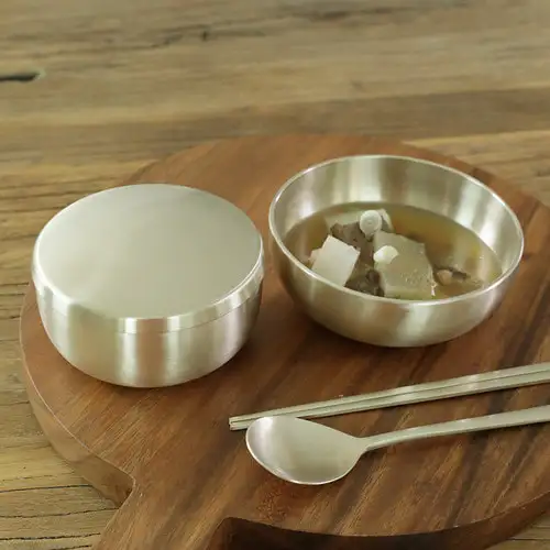 [Myeongseong Yugi] Bangjja Composite Tableware Single Mandarin Duck Set Brass Dinnerware Set — 2