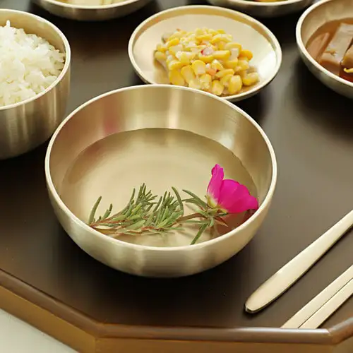 [Myeongseong Yugi] Bangjja Composite Tableware Single Mandarin Duck Set Brass Dinnerware Set — 5