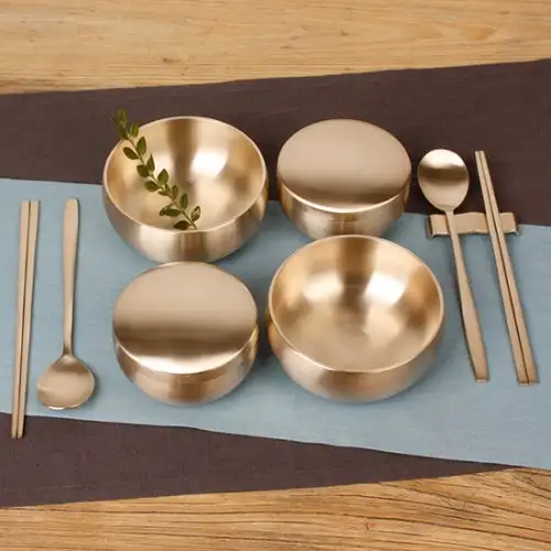 Myeongseong Yugi Bangjja Yugi Shinok Tableware 2-Person Single Table Setting (Rice Bowl, Soup Bowl, Spoon Set)