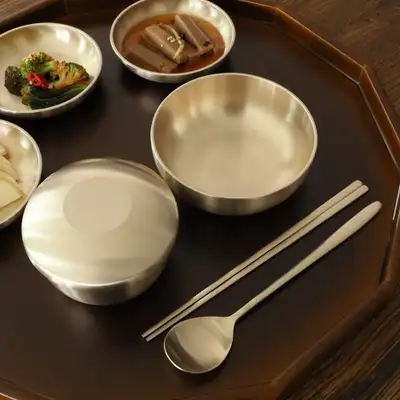 明星유기 方子 玉食器 1人用オシドリセット 黄銅食器セット