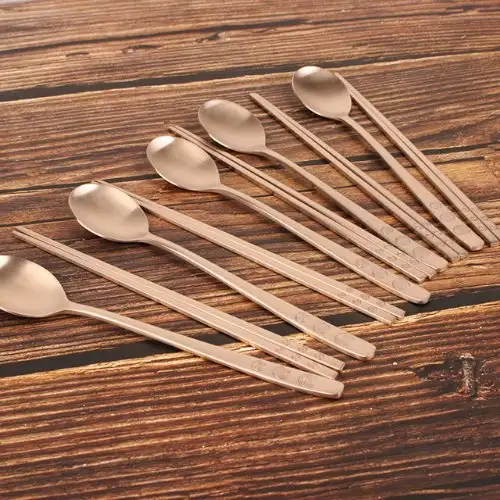 Myungseong Yugi Wanja Spoon 5-Person Utensil Set Bangjja Yugi Brass Spoon