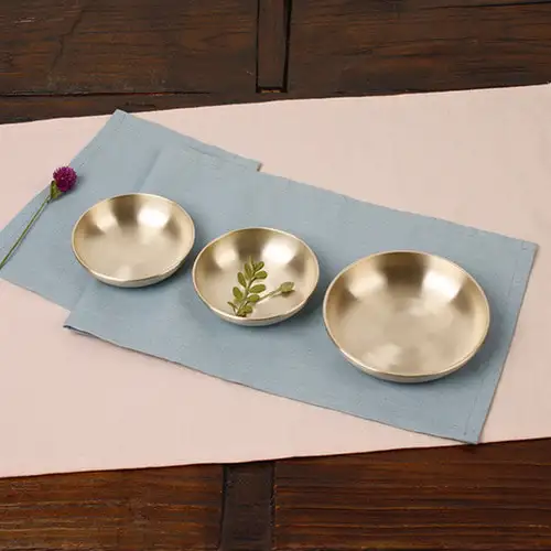 Myungseong Yugi Medium Banchan 3-Piece Set Brass Bowls