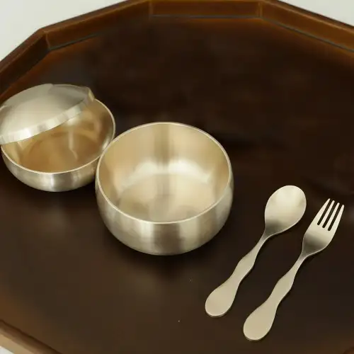 Myungsung Bangja Infant Tableware Set - Bowl & Spoon/Fork Set — 1