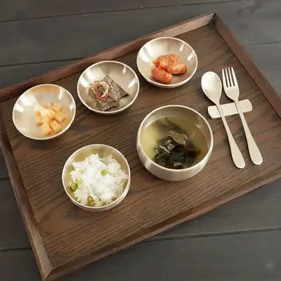Myeongseong Bangja Traditional Brass Dishes Children's Single Tray Tableware Set