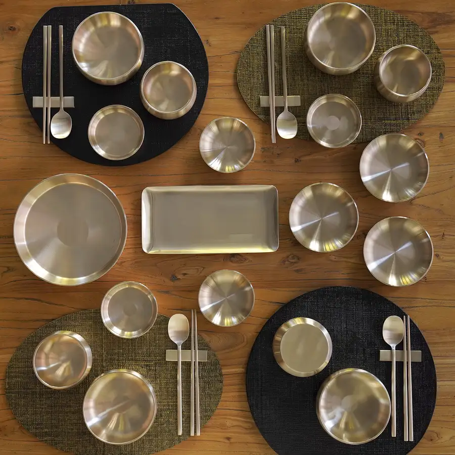 Bangjja Yugi Ornamental Brass 4-Person Bapsang Tray Set — 1