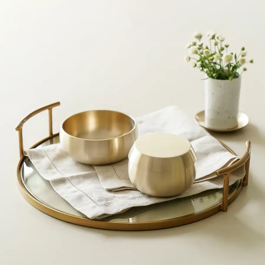 Bangjja Yugi Ornamental Brass 4-Person Bapsang Tray Set — 2