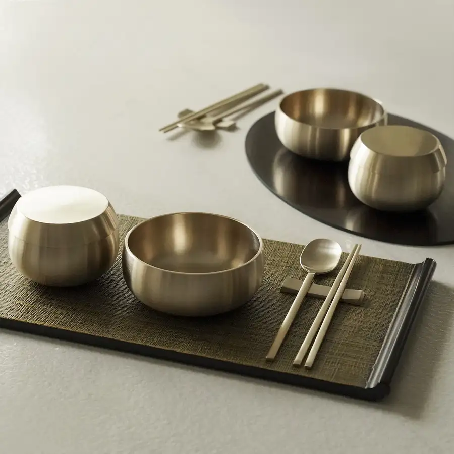 Bangjja Yugi Ornamental Brass 4-Person Bapsang Tray Set — 3