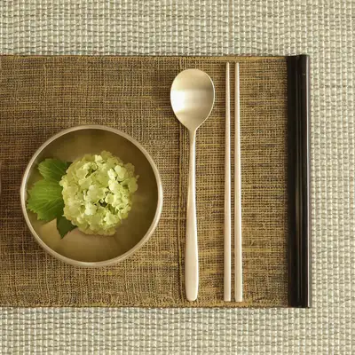 Bangja Yugi Bronze Spoon and Chopsticks Modern Kids Set