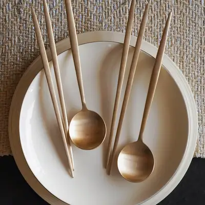 Bangjja Yugi Brass Spoon and Fork Set for 2