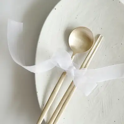 Bangja Yugi Brass Spoon and Fork Set for One