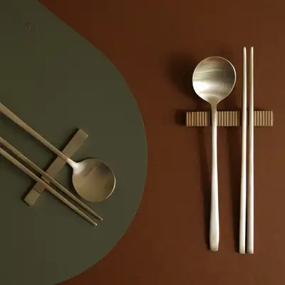 Bangjja Yugi Brass Spoon and Chopsticks Set for 2