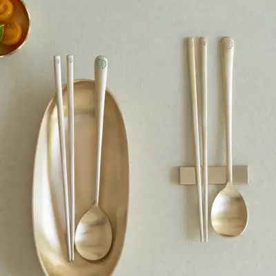 Bangjja Yugi Couple Spoon Set Yeonri Pattern 2-Person Mint Pink