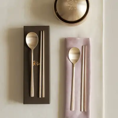 Bandchajugi Peony Flower Spoon and Chopsticks Set for 2