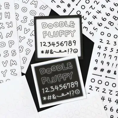 Fluffy Alphabet Number Sticker Pack
