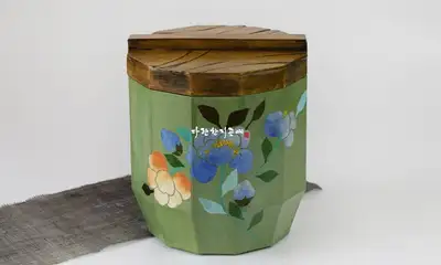 Handmade Hanji Peony Flower Grain Storage Jar 5kg