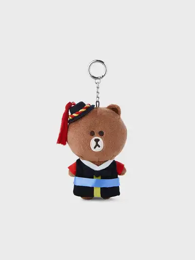 LINE FRIENDS 布朗旅游者毛绒钥匙扣