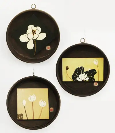 Traditional Korean Painting Lotus Pattern Frame (Circular)