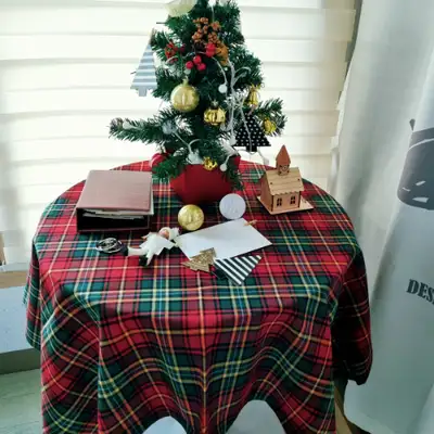 クリスマス ビッグスクエアチェック 裏起毛 テーブルクロス 4サイズ