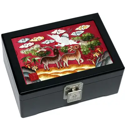 Jewel Box with Ten Symbols of Longevity Embroidery (Medium)