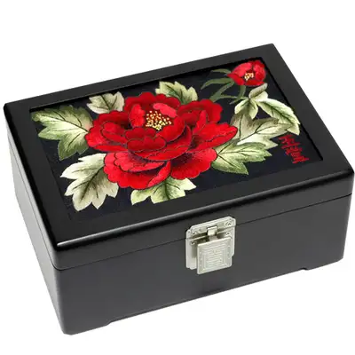 Jewelry Box Large Peony Embroidery (Medium)