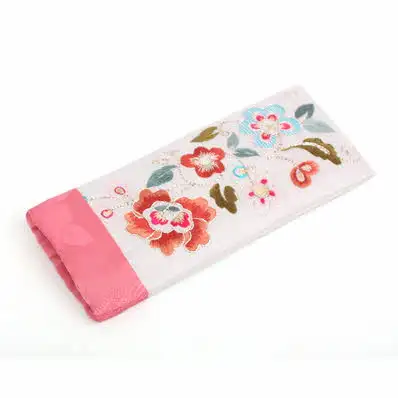 Silver Thread Embroidered Eyeglass Case White