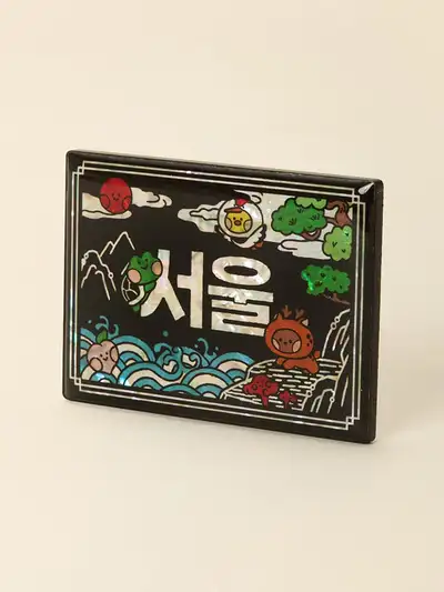 ラインフレンズ ミニニ K-スーベニア 十長生図 螺鈿 マグネット