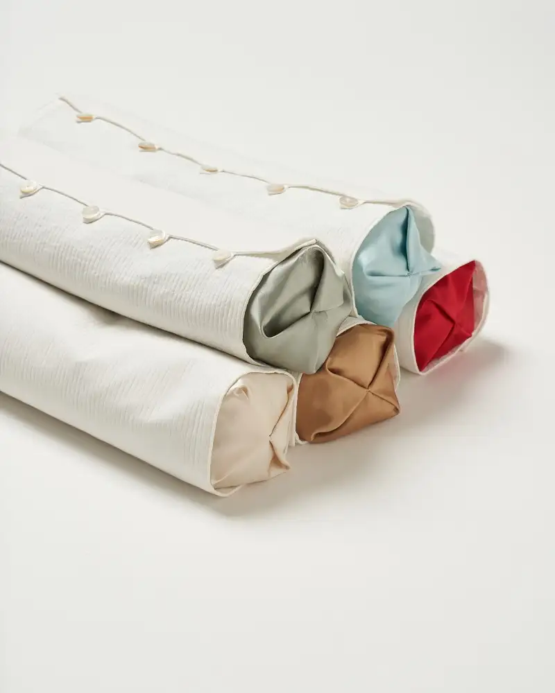[Free Embroidery Service] Flower and Bird Silk Neck Pillow - 5 Colors — 1