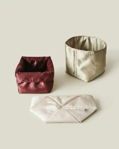 Two-Tone Quilted Storage Basket Set of 3