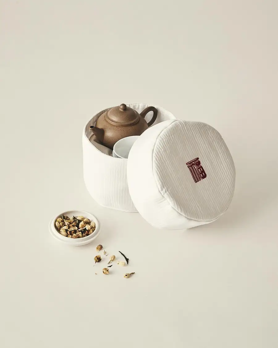 Hee Soo Bok Tag Gift Set - Hee Soo Bok Embroidered Round Quilted Box — 5