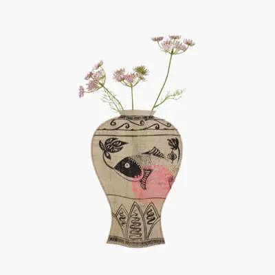 麻布粉青磁ファブリック花瓶カバー