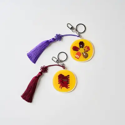 赤い馬の年 アクリルキーリング