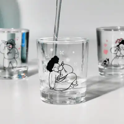 みんなの風俗画 温度変化焼酎グラスセット
