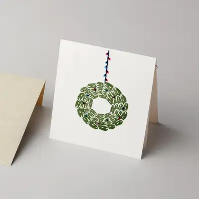 韩纸手工圣诞卡 - 花环