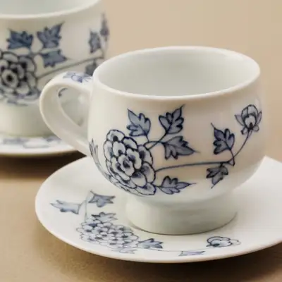 Peony Pattern Espresso Cup Set (2p)