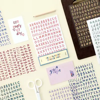 Calligraphy Alphabet Number Sticker Pack