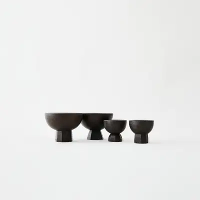 黒釉足付き杯 S/L（丸/多角/八角/菱形）