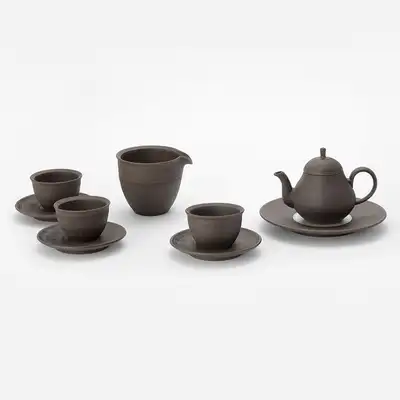 黒陶枝型銀彩茶器セット