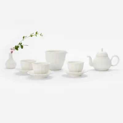 白釉角茶器セット