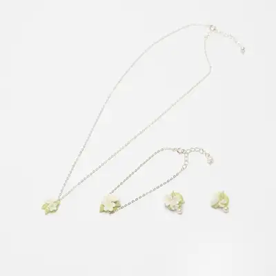 そばの花 3種セット(ネックレス+イヤリング+ブレスレット)