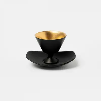 黒釉金彩高足杯セット